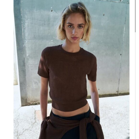 Zara Fine Knit Cropped Top - Picture 1 of 9